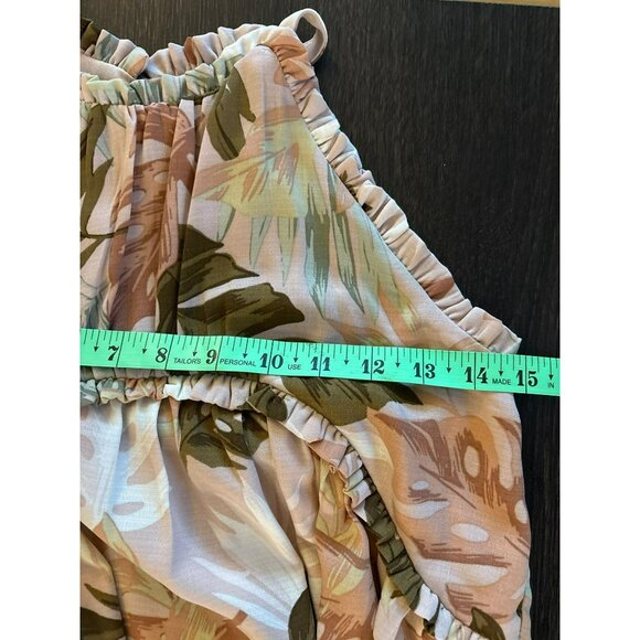 Bonnie Jean Girls Halter Maxi Dress With Tropical Leaf Print Size 16 - Picture 5 of 6